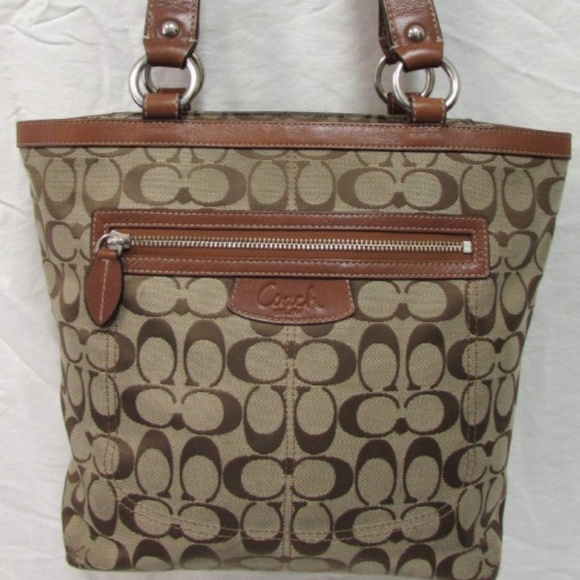 Coach Penelope Monogram Brown Trim Purse -F14693 - Picture 1 of 8